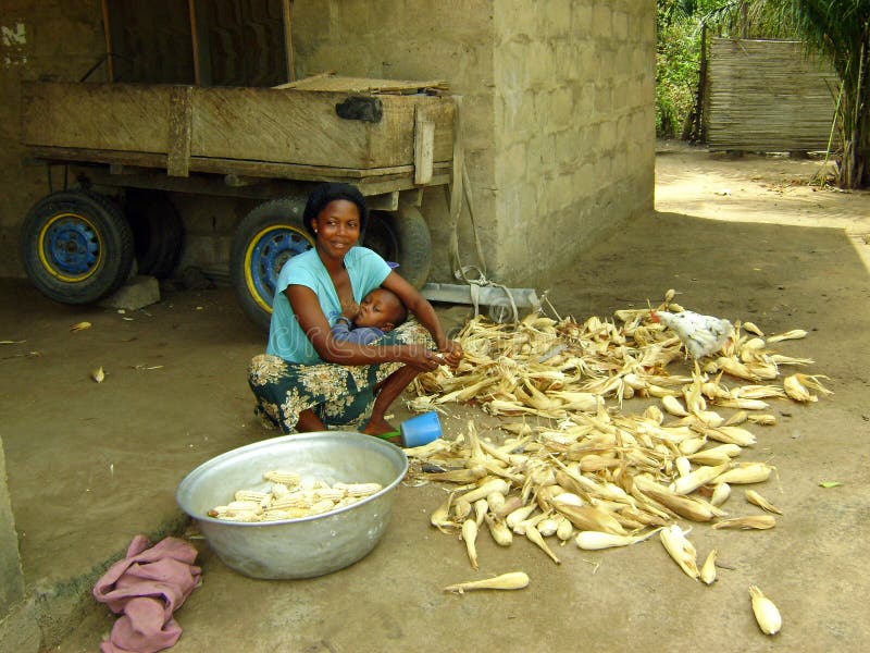 African woman cooking