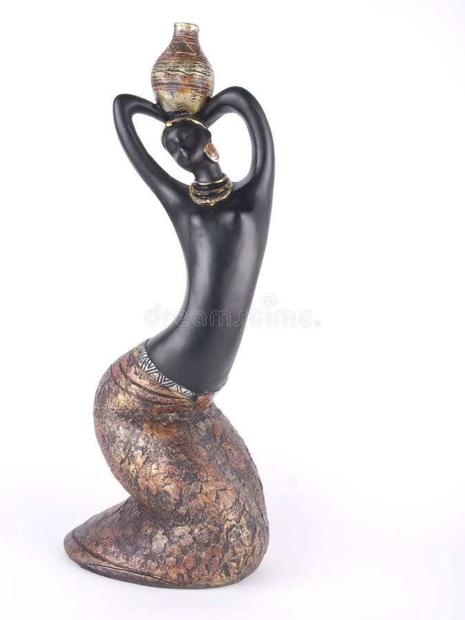 African Woman Statue on White Background Stock Image Image of woman