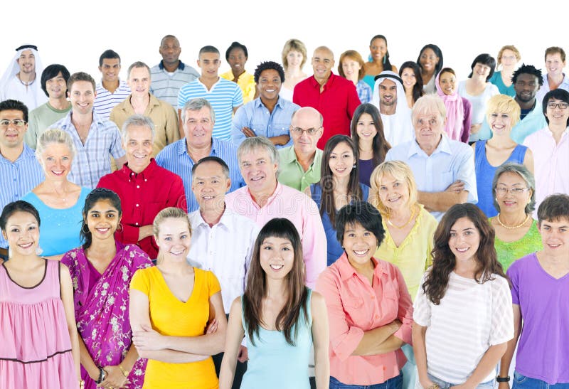 African Women Standing infront of Diversity Crowd Concept