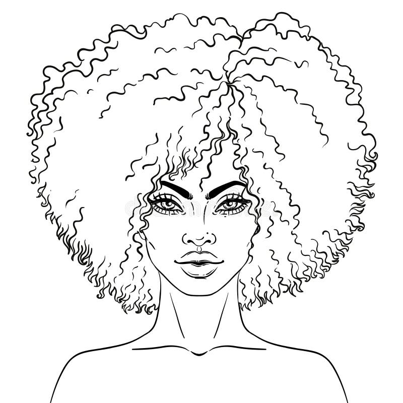 Afrikaans Amerikaans mooi meisje Vectorillustratie van Zwarte
