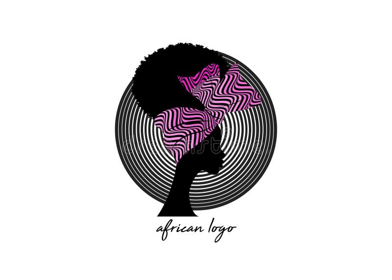 Afrikaans logo rond ontwerp portret afrikaanse vrouw wiars bandana voor krullende haarstijl. shenbolen ankara kopvrouwen. voorteke
