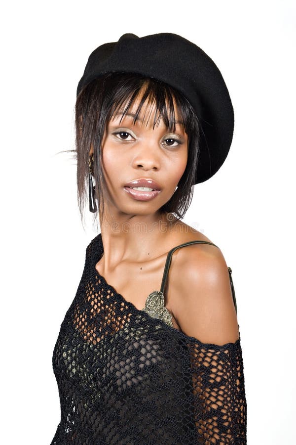 Mooie Afrikaanse Vrouw in Slaapmasker Stock Afbeelding Image of