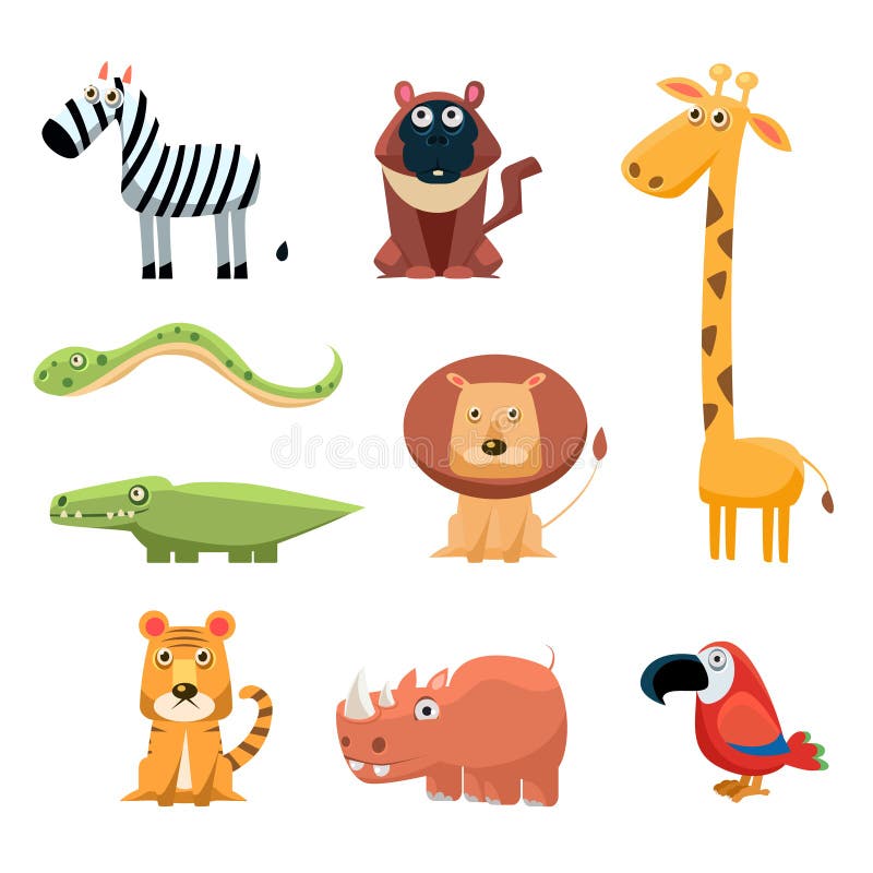 Afrikaanse het Beeldverhaalklem Art Collection van de Dierenpret vector illustratie Afrikaanse het Beeldverhaalklem Art Collection van de Dierenpret vector illustratie
