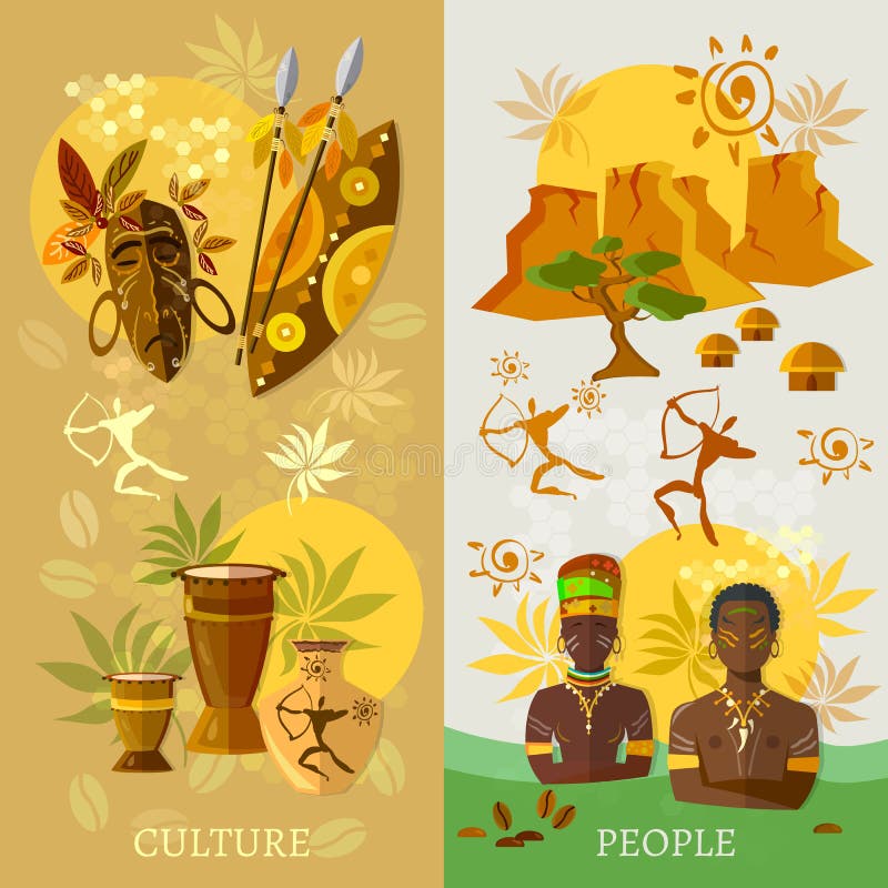 Afrikanische Fahne Afrika-Kultur und alte Stämme der Traditionen