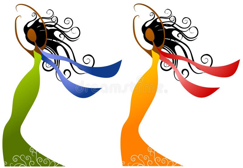 A clip art illustration of your choice of 2 unique african american women female figures posing in long gowns with long hair and scarves isolated on white. Sorry, no other file versions are available. A clip art illustration of your choice of 2 unique african american women female figures posing in long gowns with long hair and scarves isolated on white. Sorry, no other file versions are available.