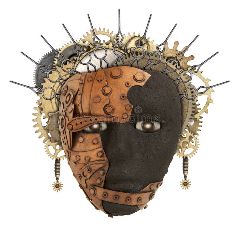 African mask. Metal cAfrican mask. Metal collage. Photo elements combined. African mask. Metal cAfrican mask. Metal collage. Photo elements combined