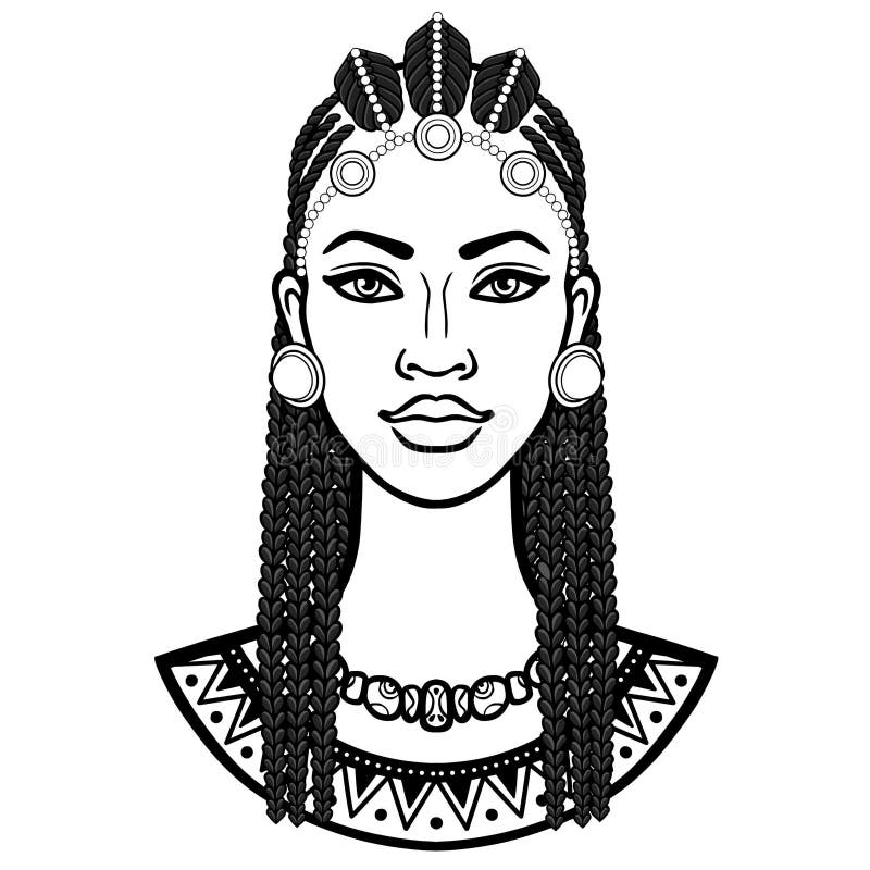 Afrikansk skönhet: animeringstående av den härliga svarta kvinnan i afro- hår stock illustrationer