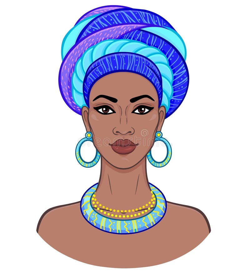 afrikansk skönhet Animeringstående av den unga svarta kvinnan i en turban stock illustrationer afrikansk skönhet Animeringstående av den unga svarta kvinnan i en turban stock illustrationer