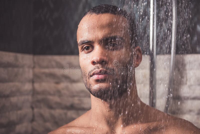 Afro American Man Taking Shower Stock Image - Image of moisturize, hygiene: 86582025