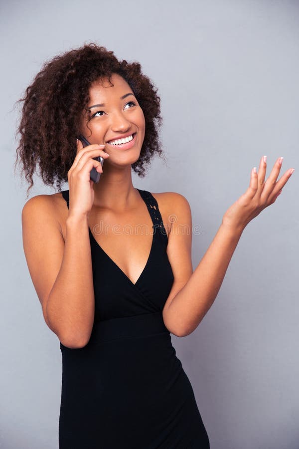 Afro american woman talking phone royalty free stock image