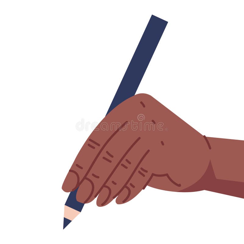 Afro hand writing with pencil royalty free illustration
