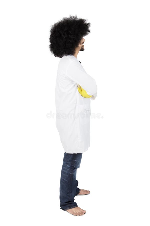 Afro male scientist folded his hands on studio royalty free stock photo Afro male scientist folded his hands on studio royalty free stock photo