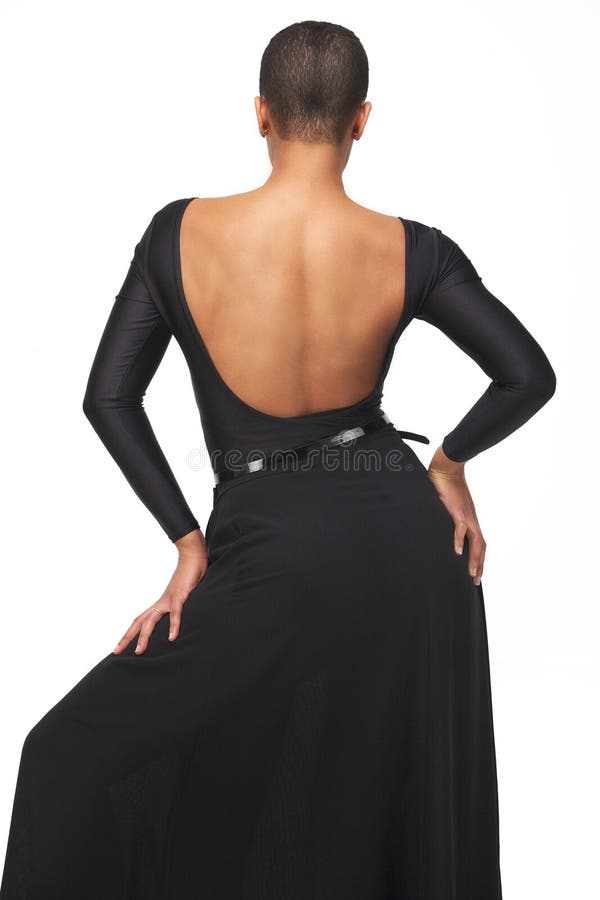 Afroamerikaner-Schönheit mit Backless Kleid stockfotos Afroamerikaner-Schönheit mit Backless Kleid stockfotos