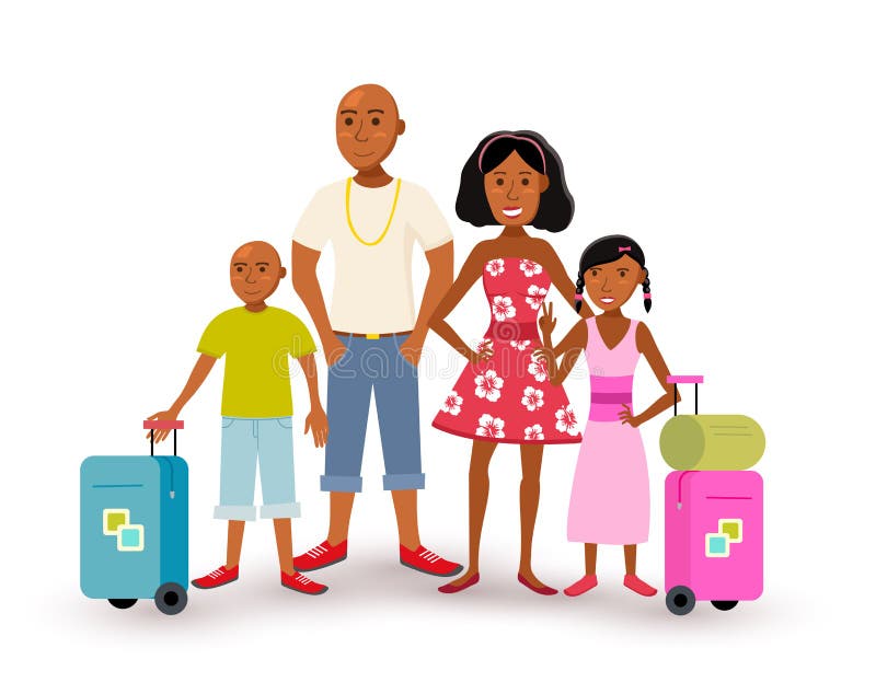 Afroamerikanerfamilien-Sommerurlaubsreise vektor abbildung Afroamerikanerfamilien-Sommerurlaubsreise vektor abbildung
