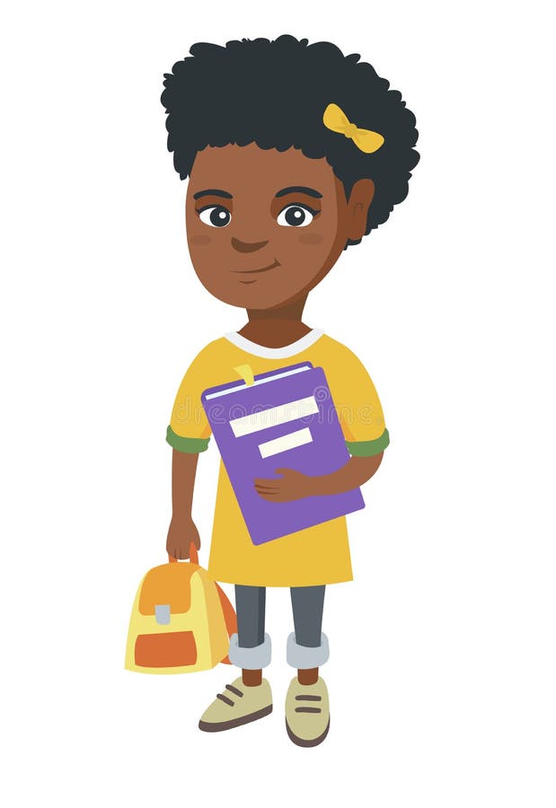Afroamerykański uczeń z plecakiem i podręcznikiem ilustracji Afroamerykański uczeń z plecakiem i podręcznikiem ilustracji