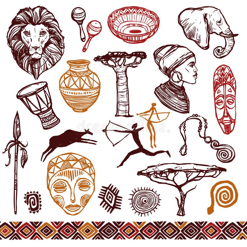 Afryka Doodle set ilustracja wektor Afryka Doodle set ilustracja wektor