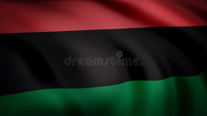 Pan-African flag. Consisting of three equal horizontal stripes red black green flag. Animation of satin detailed official flag-symbol of African race. Pan-African flag. Consisting of three equal horizontal stripes red black green flag. Animation of satin detailed official flag-symbol of African race.