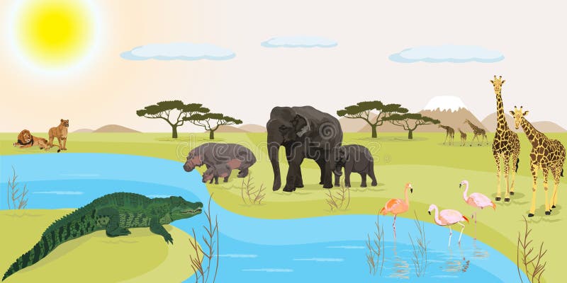 Afrykanin krajobrazowa wektorowa ilustracja ilustracji Afrykanin krajobrazowa wektorowa ilustracja ilustracji