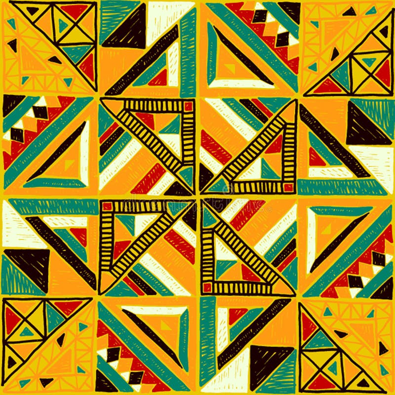 afrykanina bezszwowy deseniowy Etniczny ornament na dywanie Azteka styl Postaci plemienna broderia Indianin, meksykanin, ludu wzó