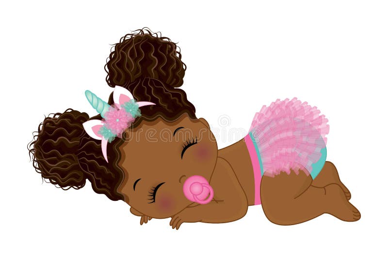 Afrykańska amerykańska jednorożcowa dziewczynka w różowej pieluszce