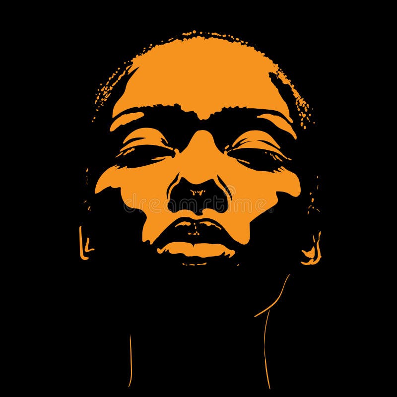 Afrykańska kobiety twarz w kontrasta świetle ilustracja