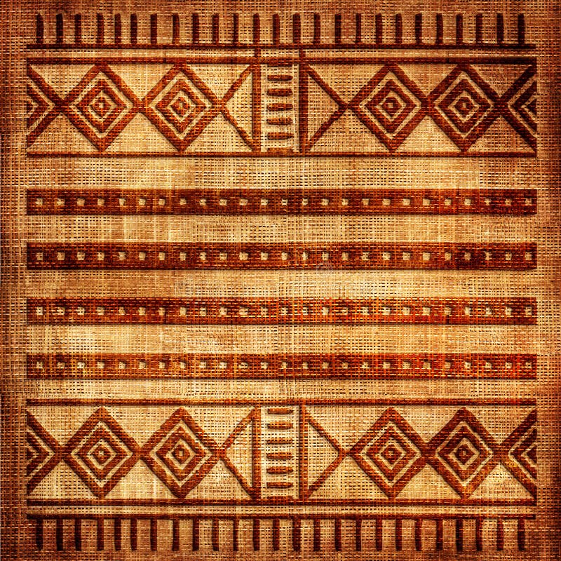 Old canvas texture with african ornament. Old canvas texture with african ornament