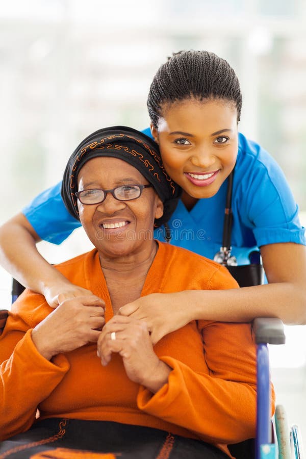 Portrait of senior african disabled women and her caregiver. Portrait of senior african disabled women and her caregiver