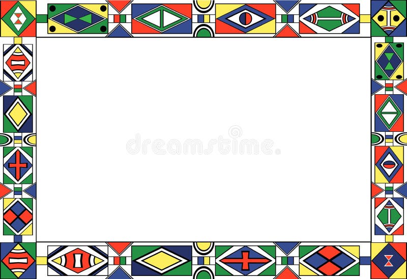 African-tribal-art pattern's frame of different colors. African-tribal-art pattern's frame of different colors