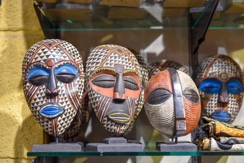 African Wooden Masks representing the culture Africa at Johannesburg, South Africa. African Wooden Masks representing the culture Africa at Johannesburg, South Africa