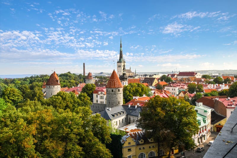 Afternoon view overlooking the medieval walled city of Tallinn Estonia in the Baltic region of Northern Europe. royalty free stock images Afternoon view overlooking the medieval walled city of Tallinn Estonia in the Baltic region of Northern Europe. royalty free stock images