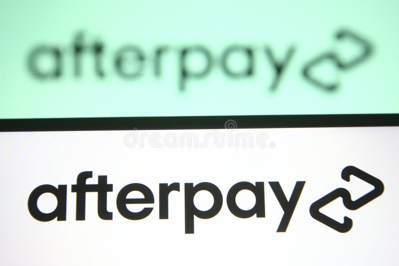 Afterpay company logo seen on smartphone and Square logo on blurred display  on the back. Credit company bought by Square company. Stafford, United Kin  Stock Photo - Alamy