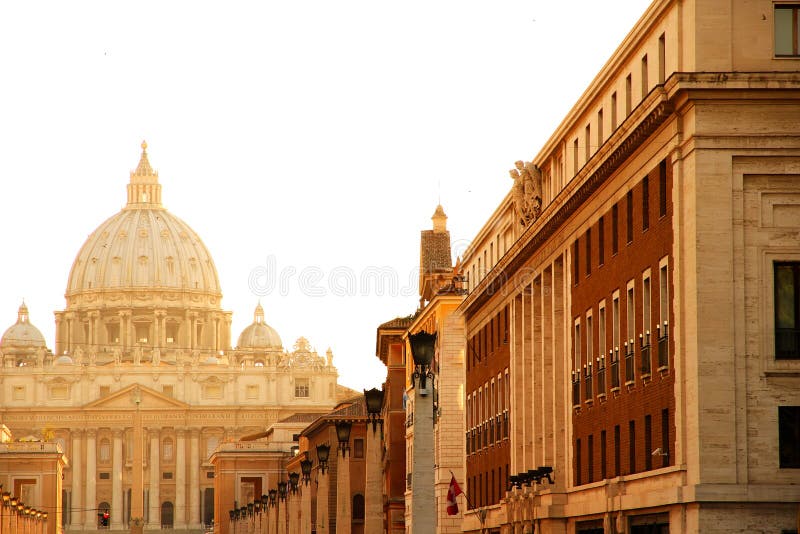 Aftonsikt på Vaticanen i Rome arkivbild