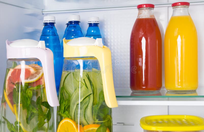 Fresh And Chilled Bottles Of Drinking Water In The Fridge Stock Photo,  Picture and Royalty Free Image. Image 84643878.