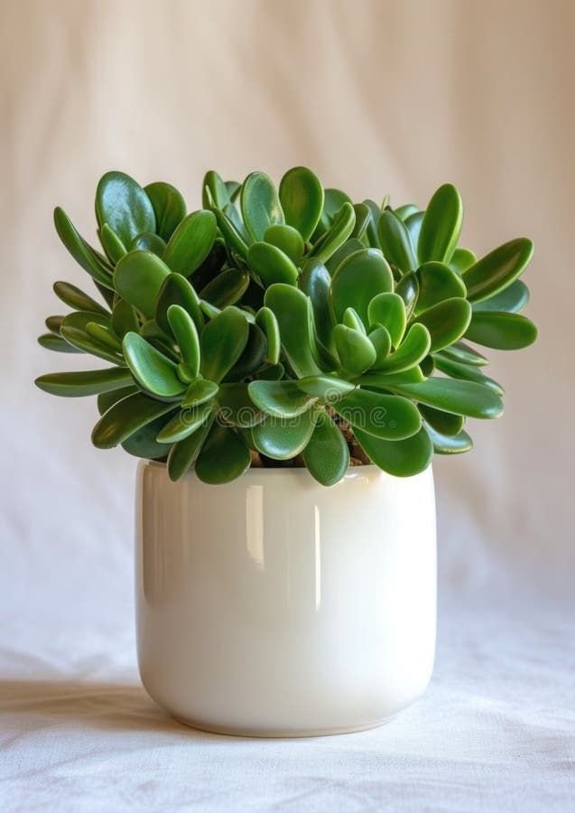 Against a White Canvas, a Crassula Ovata , Commonly Known As Jade Plant ...