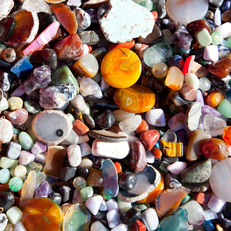 Agate stone with many colorful mineral quartz stock photos