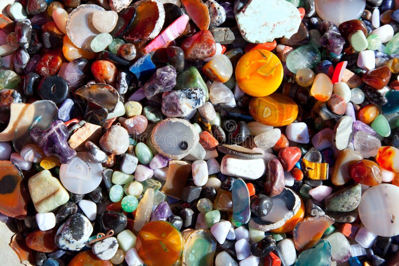 Agate stone with many colorful mineral quartz stock photography