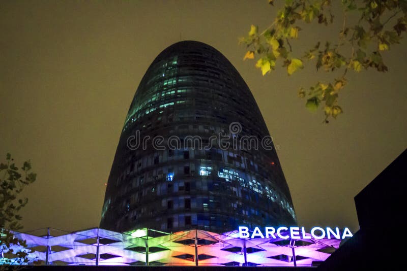 Agbar Tower in city of Barcelona, Catalonia, Spain. Agbar Tower in city of Barcelona, Catalonia, Spain
