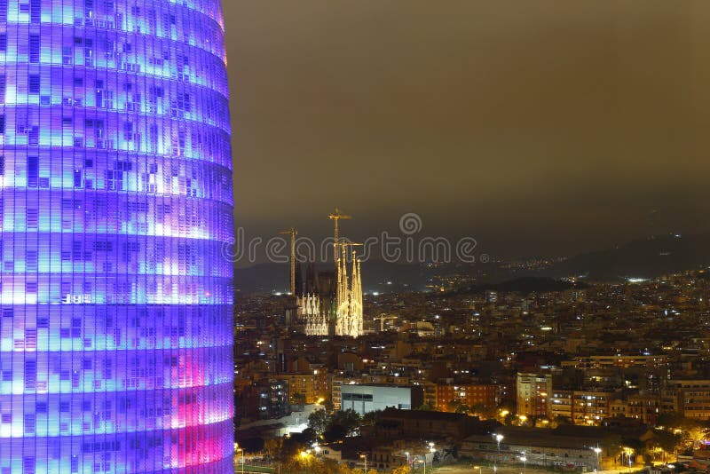 Agbar Tower and Sagrada Familia Cathedral, landmarks of Barcelona, Spain. Agbar Tower and Sagrada Familia Cathedral, landmarks of Barcelona, Spain