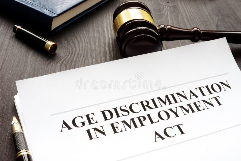 Age Discrimination in Employment Act and gavel. royalty free stock photos