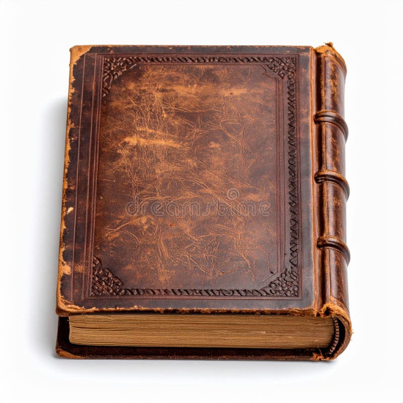 Aged Brown Leather Book on White Background royalty free illustration