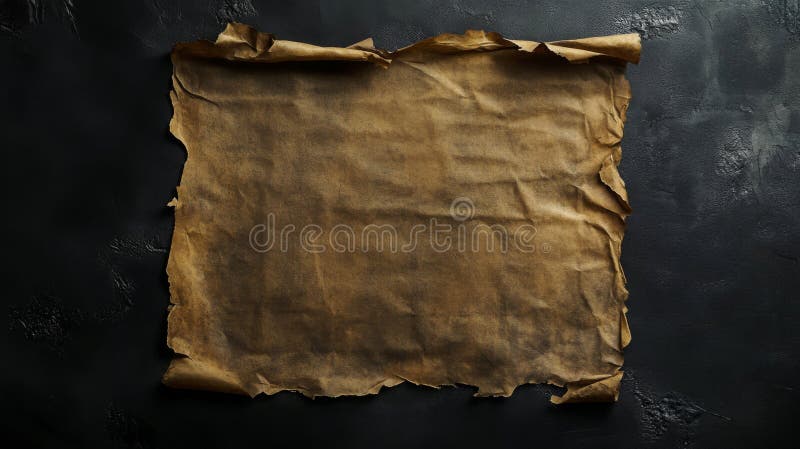 Aged Brown Paper Scroll on Dark Background royalty free illustration
