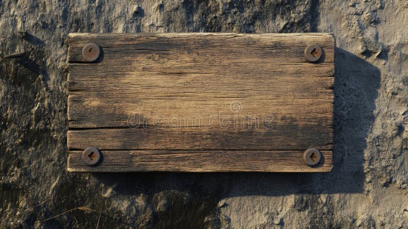 Aged Brown Wooden Plank on Sandy Ground stock illustration