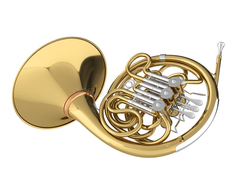 Aged French Horn Isolated White Background Stock Photos Free