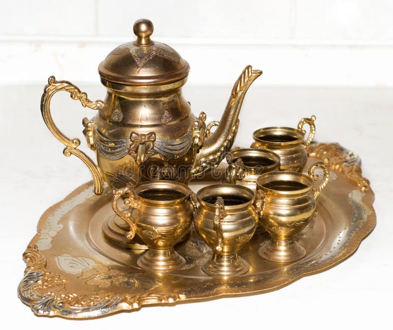Aged golden tea set