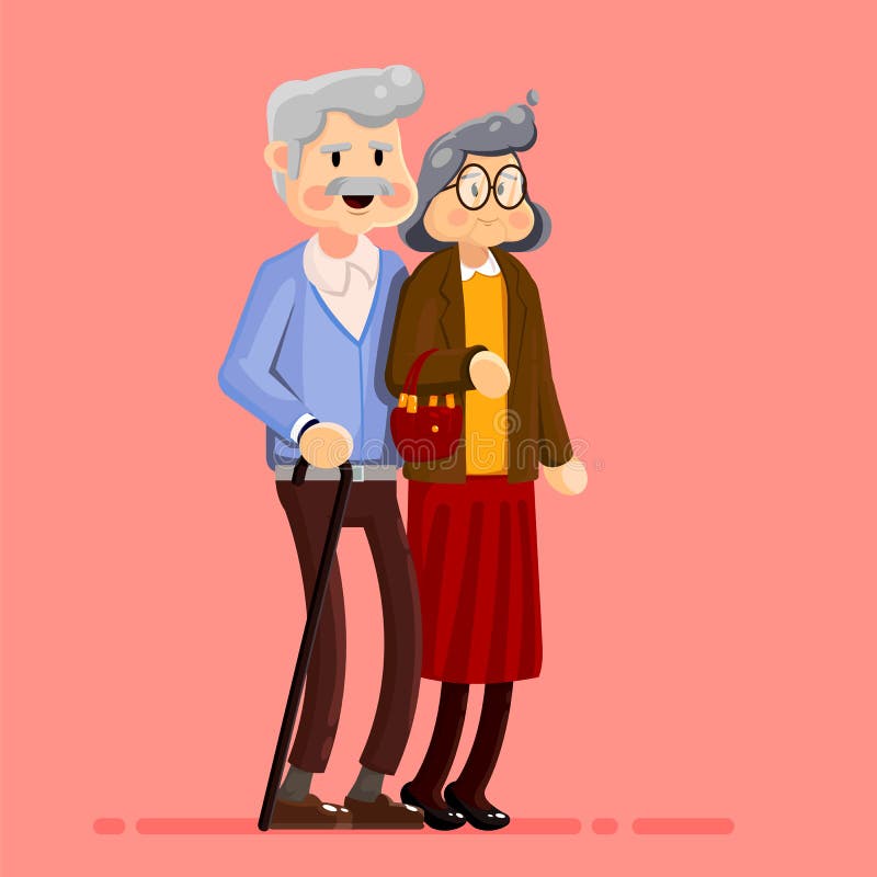 Aged Love People. Grandparents Isolated. Vector Illustration in a Cartoon  Style Stock Illustration - Illustration of lady, grandparent: 119184151