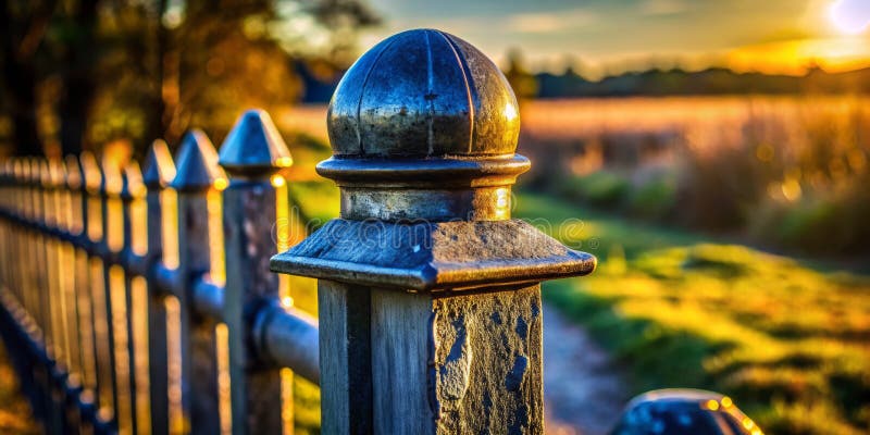 Aged Silver Fence Post Silhouette Capturing the Texture of Time and Metal royalty free illustration