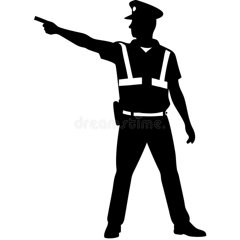 Agente di polizia Silhouette dirige Vector Graphic per progetti di applicazione della legge illustrazione di stock