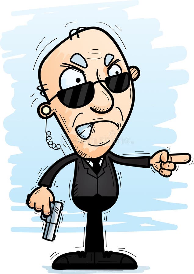 Agente enojado del mayor de la historieta ilustración del vector Agente enojado del mayor de la historieta ilustración del vector