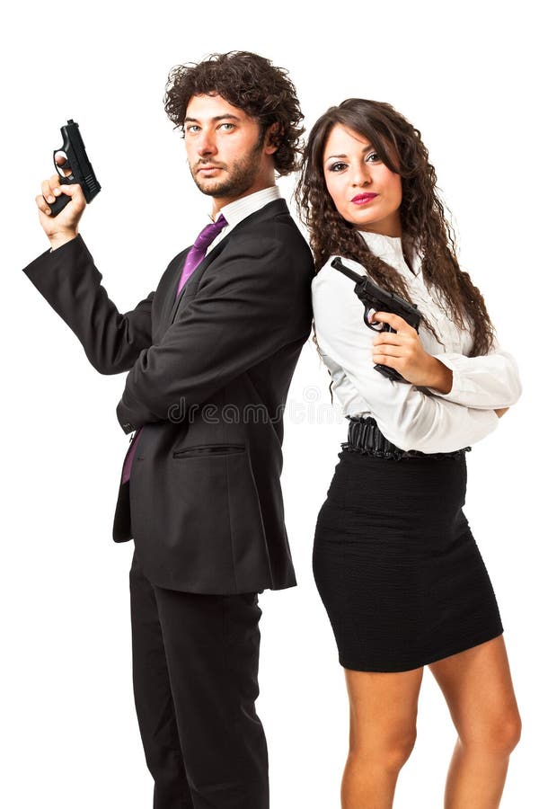 Agente secreto e sua mulher fotografia de stock Agente secreto e sua mulher fotografia de stock