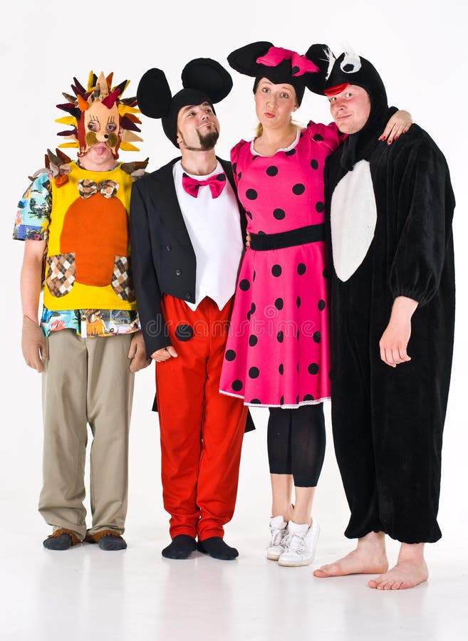 Group of actors in various costumes. Group of actors in various costumes.